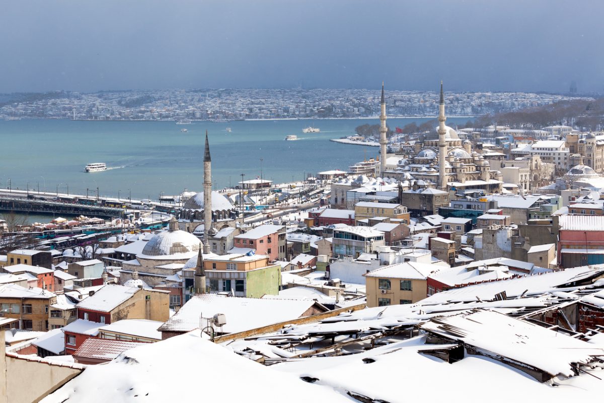 Cityscape of Istanbul in snow