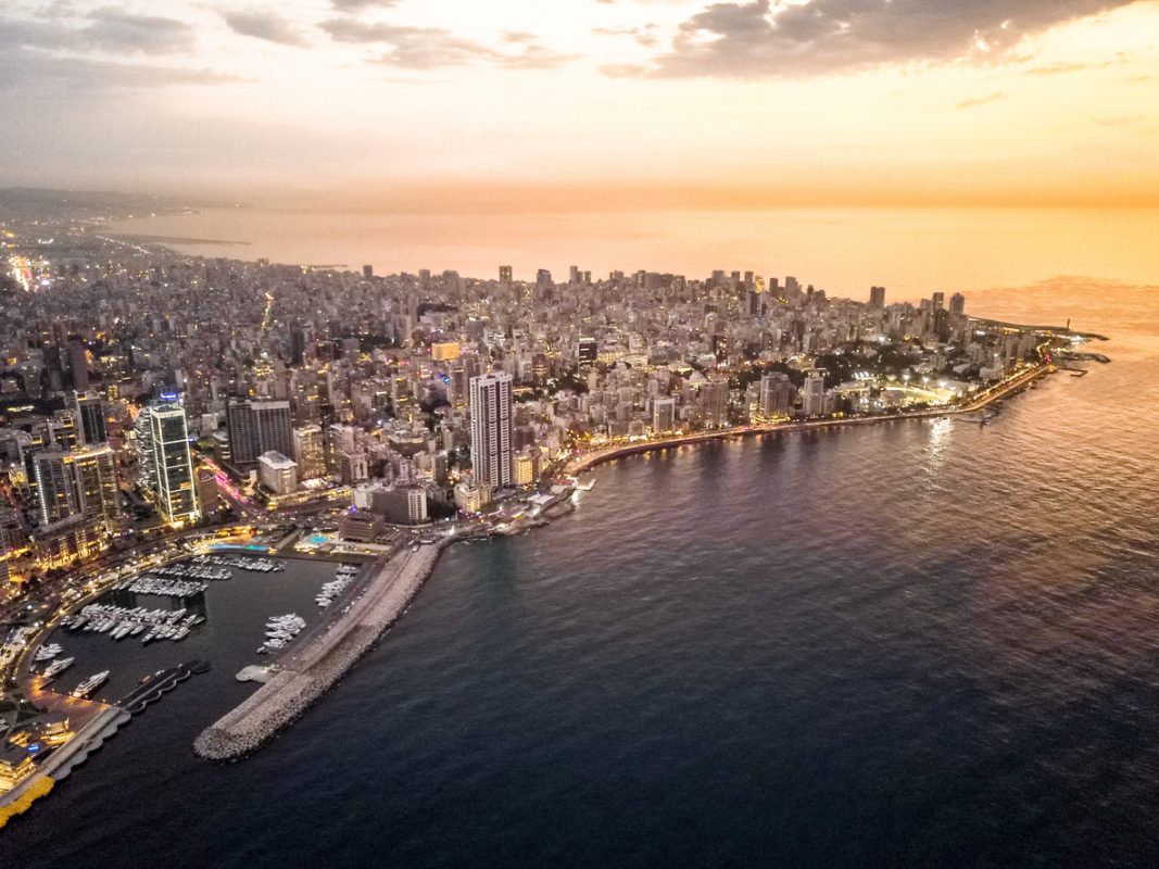 Drone footage of Beirut