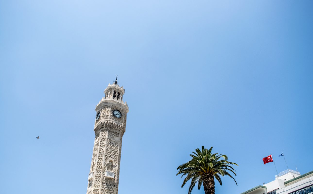 The clock tower was designed by the Levantine French architect Raymond Charles Père and built in 1901 to commemorate the 25th anniversary of Abdülhamid II's accession to the throne (reigned 1876–1909). The clock itself was a gift from German Emperor Wilhelm II (reigned 1888–1918). It is decorated in an elaborate Ottoman architecture style. The tower, which has an iron and lead skeleton, is 25 m (82 ft) high and features four fountains (şadırvan), which are placed around the base in a circular pattern. The columns are inspired by Moorish themes.