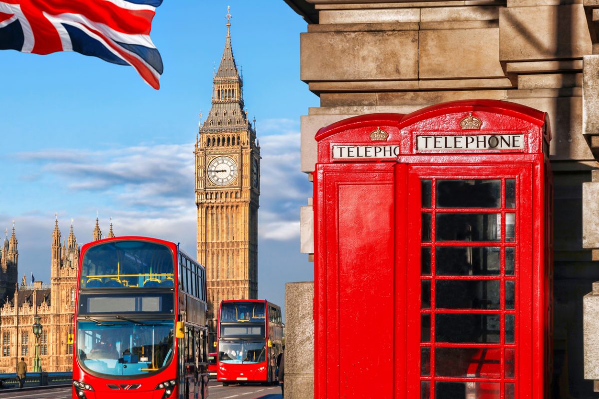 London Big Ben, double-decker bus and red telephone box