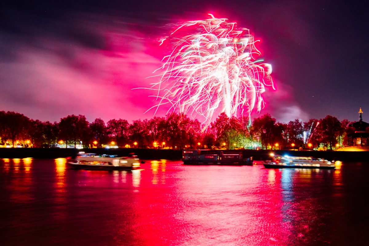 London, UK - November 7, 2015: L. Guy Fawkes fireworks at southbank of thames river. london , november 7 2015
