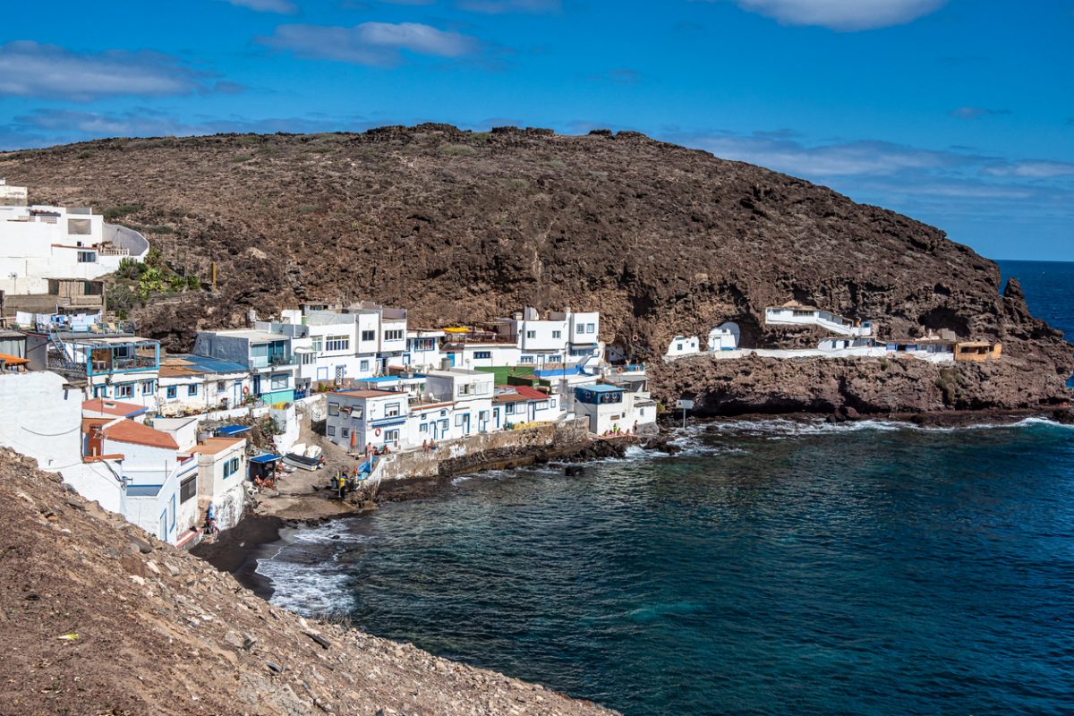Landscape view of the small village Tufia with Playa de Tufia on Gran Canaria, Spain in Europe