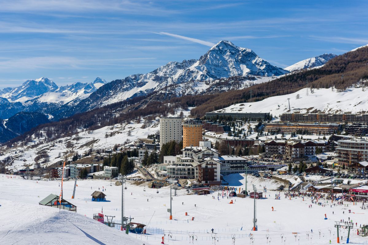 Sestriere, modern village, situated in the Via Lattea ski resort in Piedmont.