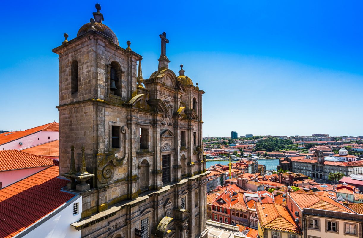 Facade Of Sao Lourenco Saint Lawrence Church and View Of The City Of Porto