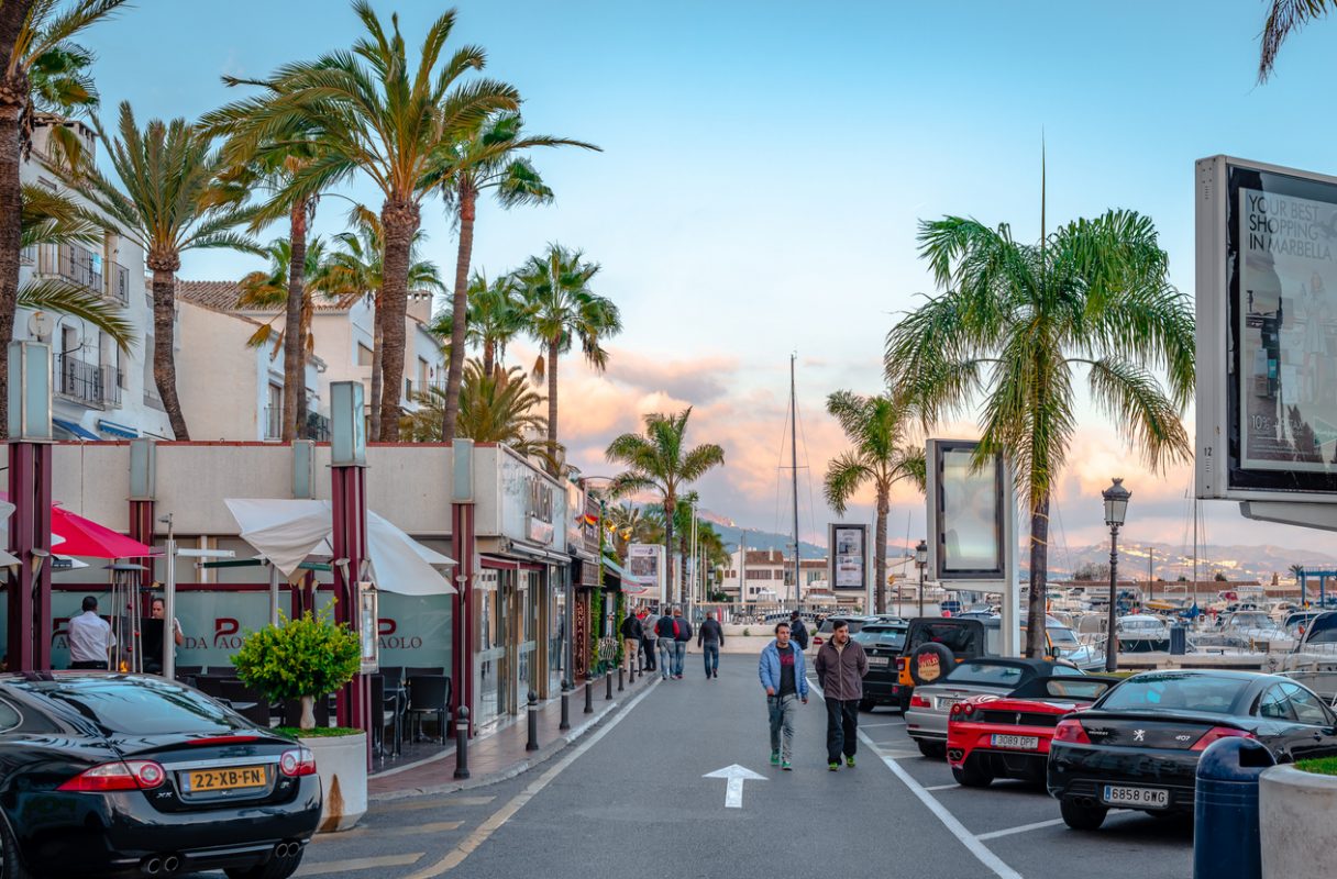 Marbella, Spain - December 21 2014: View of Puerto Banús, a luxury marina and shopping complex located in the area of Nueva Andalucía, to the southwest of the city.