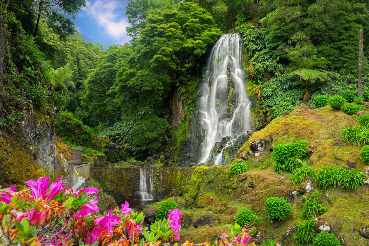 Veu da Noiva waterfall, Sao Miguel island, Azores, Portugal"