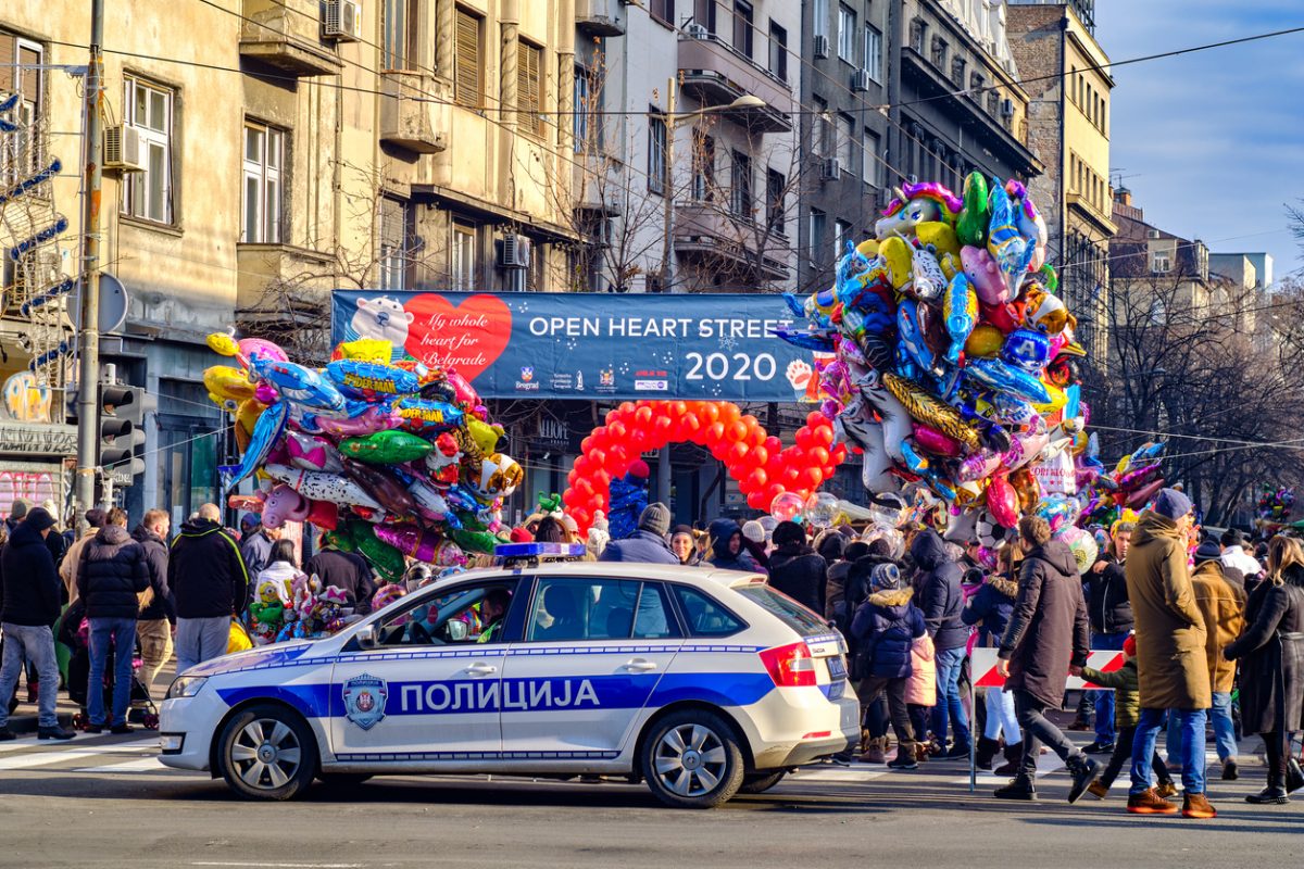 Belgrade / Serbia - January 1, 2020: Open heart street, an annual event traditionally held on the New Year's Day, January 1, in Belgrade, Serbia