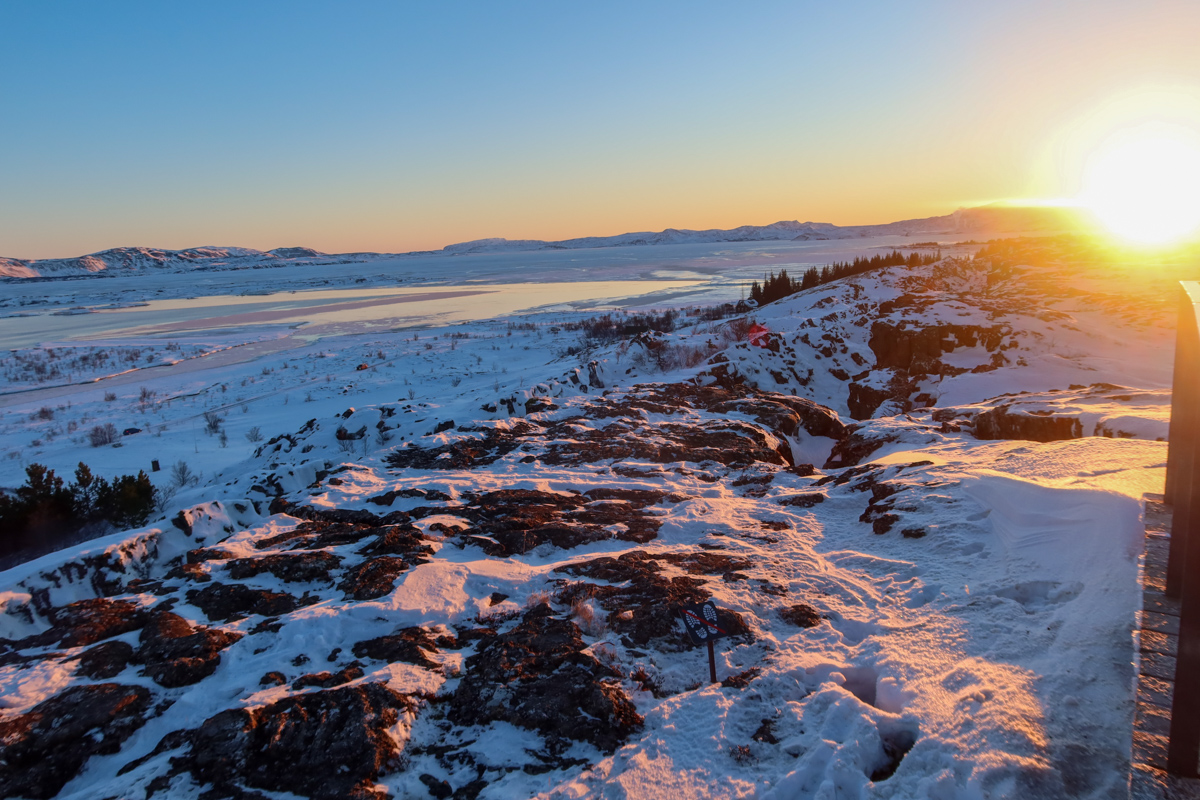 View of the magical thingvellir national park, which has the North American and Eurasian tectonic plates