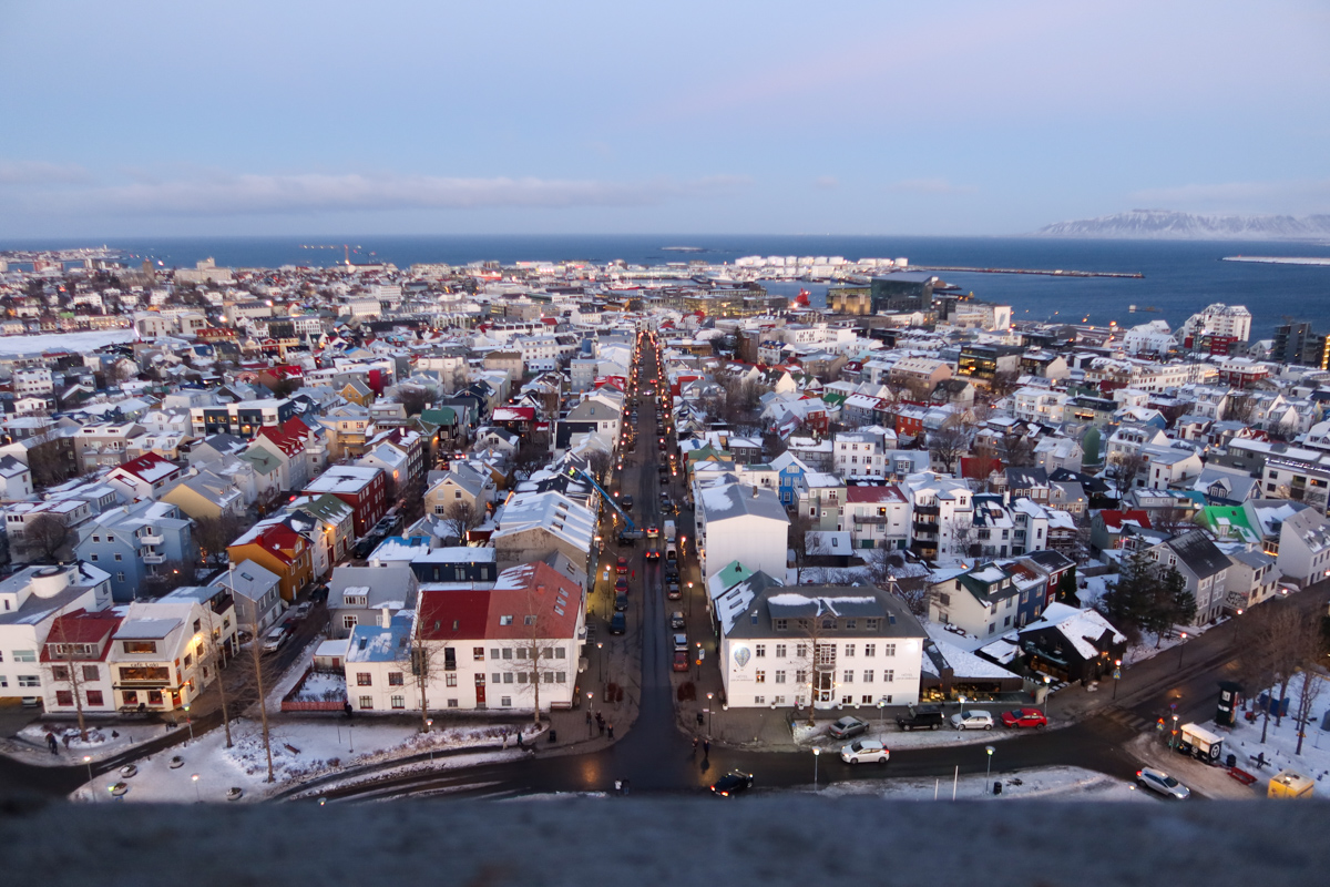 Incredible view of Reykjavik from the top of Hallgrimskirkja