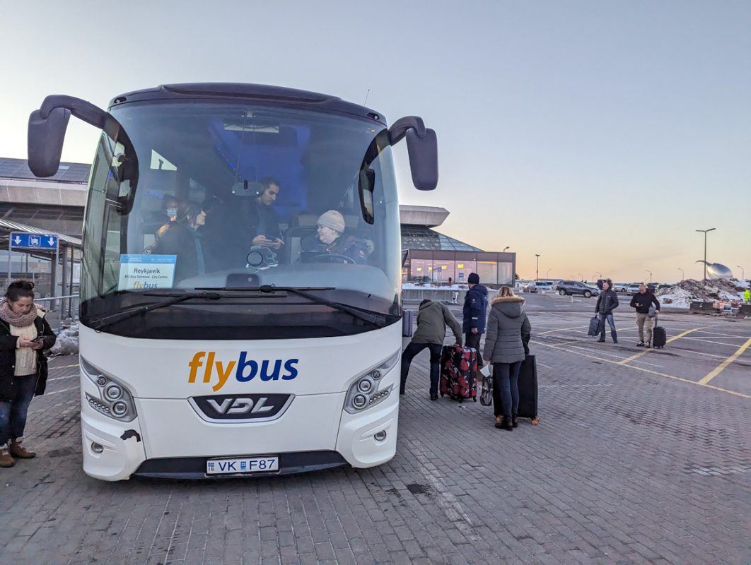 The FlyBus, which you can take from Reykjavik airport to the city centre
