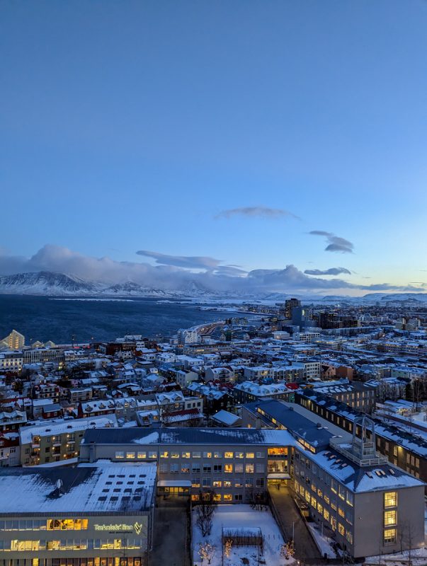 View of the city of Reykjavik from the top of the Hallgrímskirkja