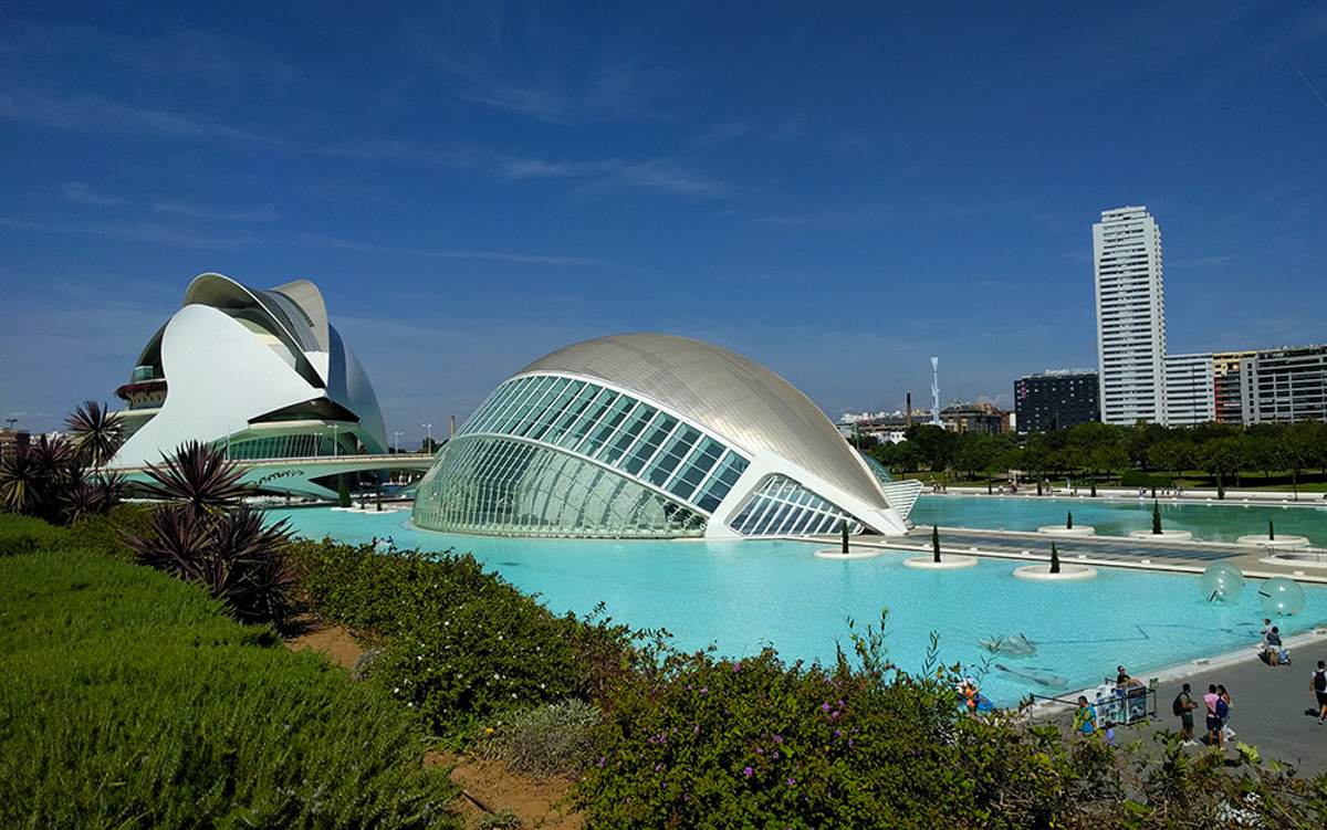 Valencia in Spain, with bright blue water and buildings above
