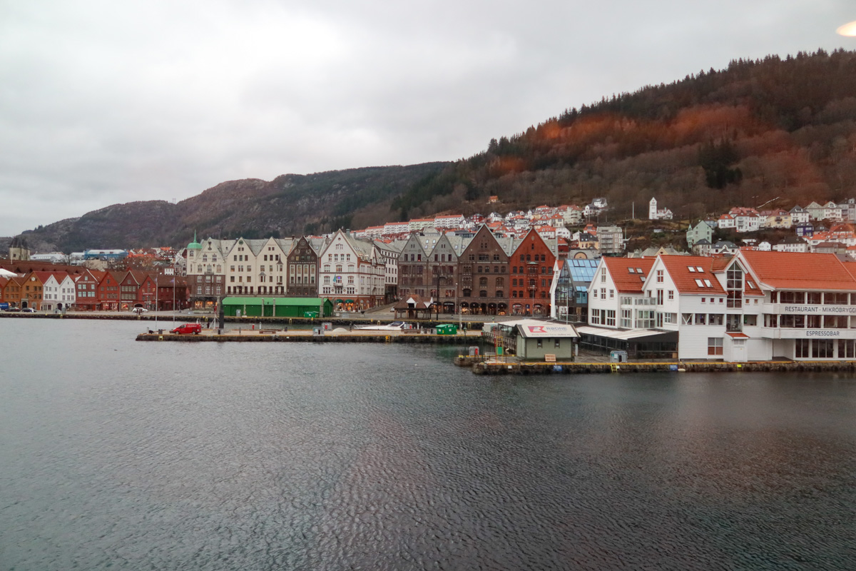 The historic wooden buildings of Bergen that sit next to the fjord
