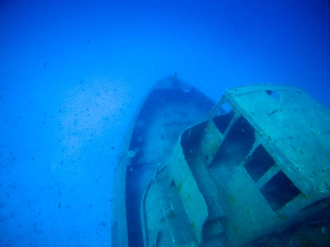 Tugboat Rozi, sitting around 30 metres underneath the water 
