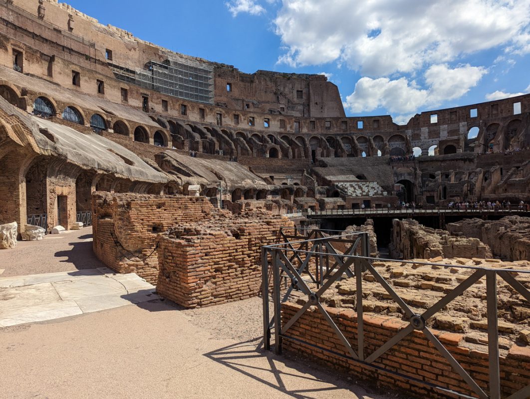 View of the Colosseum in Rome without many people