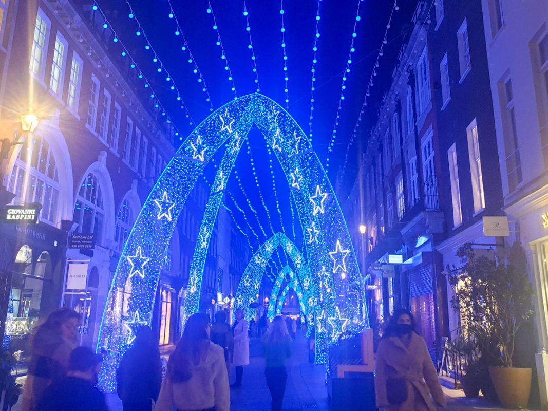 Festive lights in London at Christmas