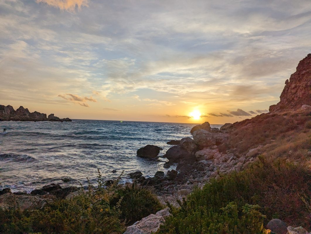 Sunset near Golden Bay at Malta.
