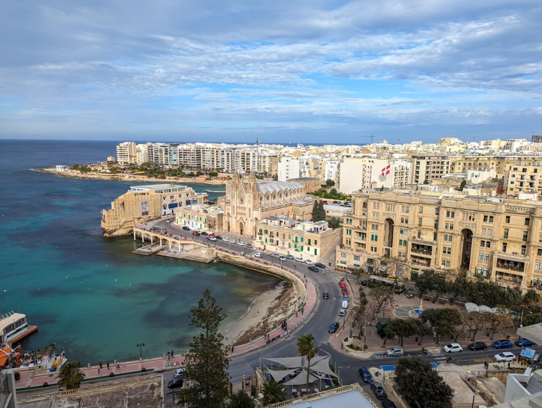 Looking out over Sliema on the island of Malta.