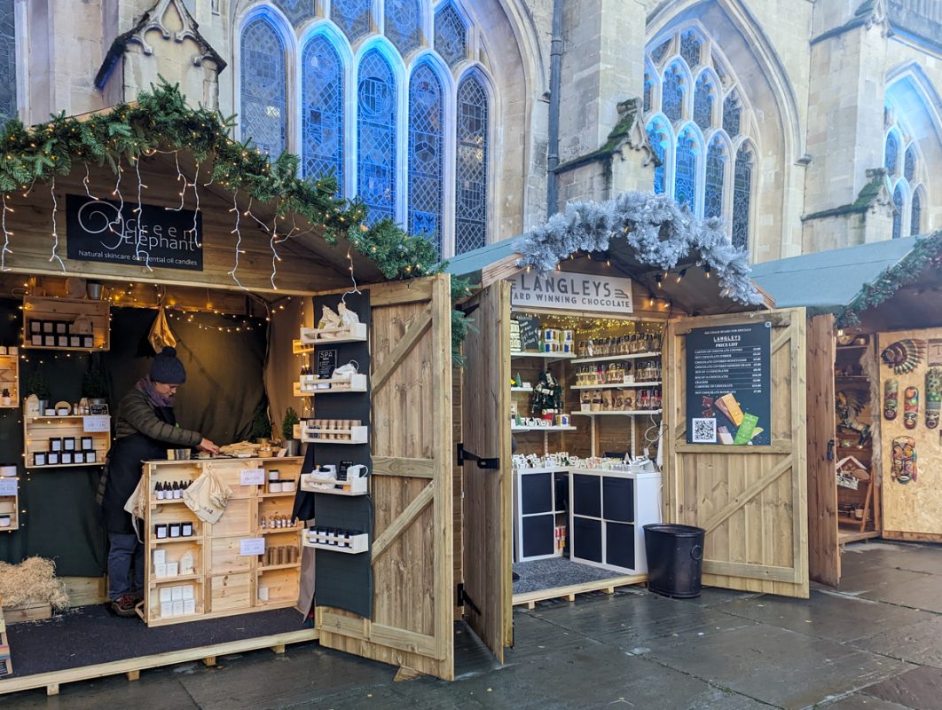 Bath Christmas Market, stalls infront of the church