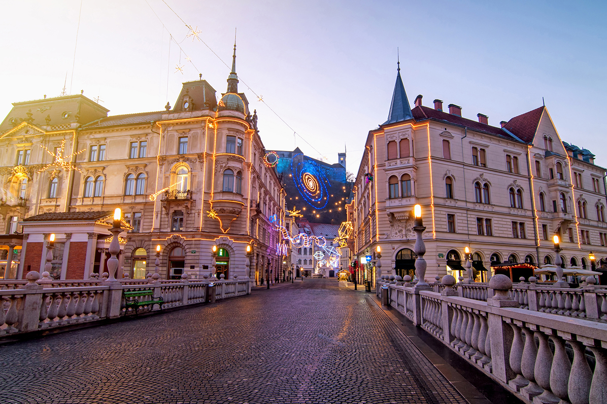 Ljubljana, decorated for Christmas and New Years celebration