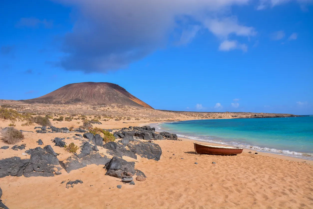 Spanish View Landscape in La Graciosa Lanzarote Tropical Volcanic Canary Islands Spain