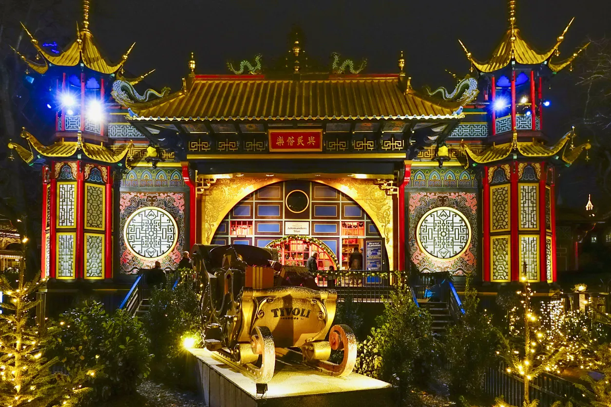 Christmas market in Tivoli Gardens, City Centre, Copenhagen, Denmark, Europe