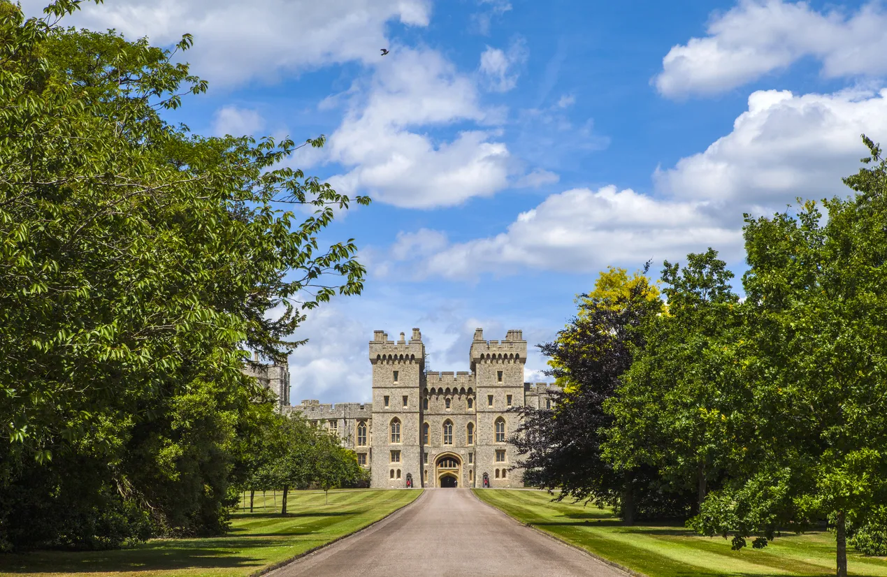 View of the entrance to Windsor Castle in Berkshire, England.