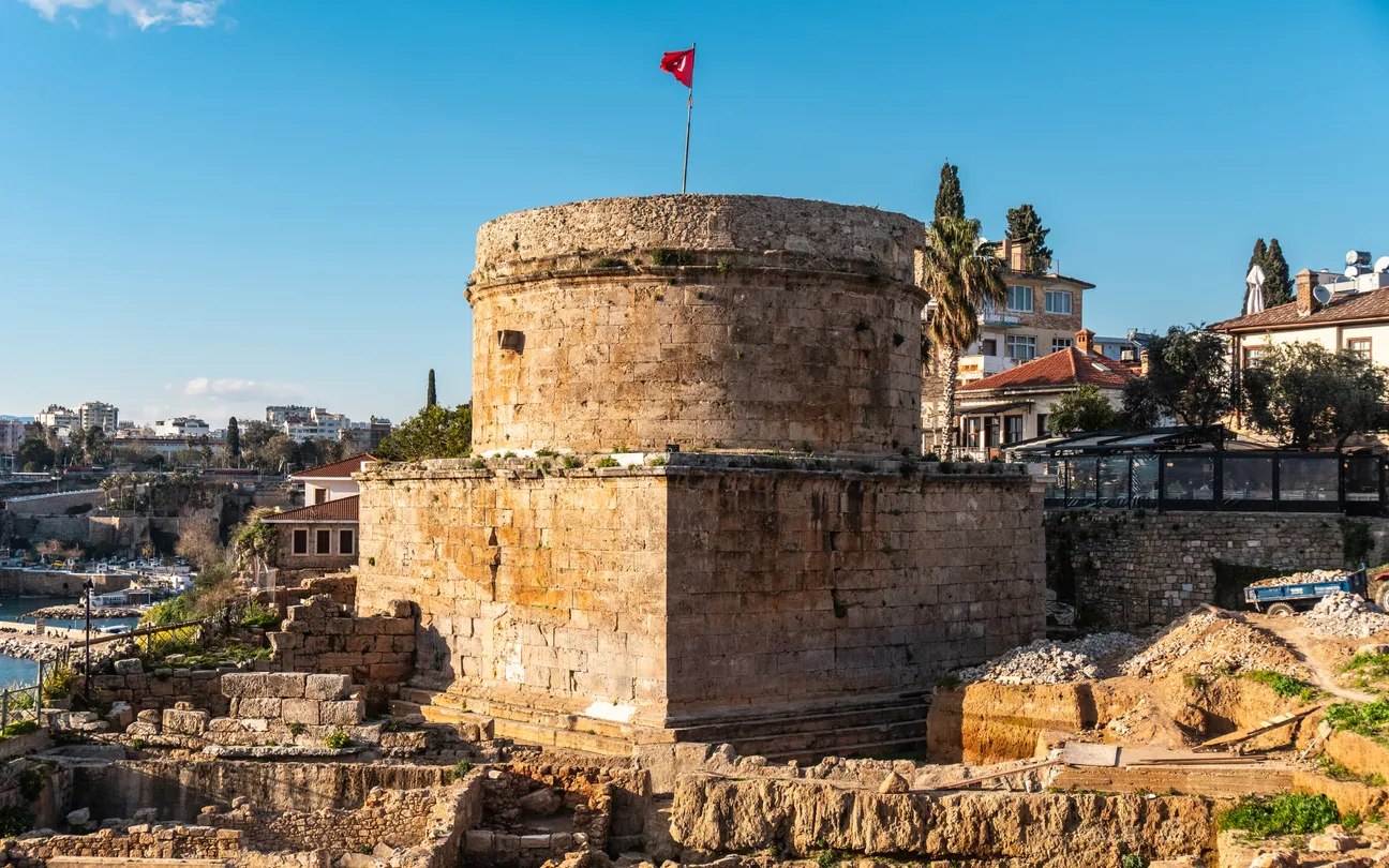 Side view of Hidirlik Tower in Antalya