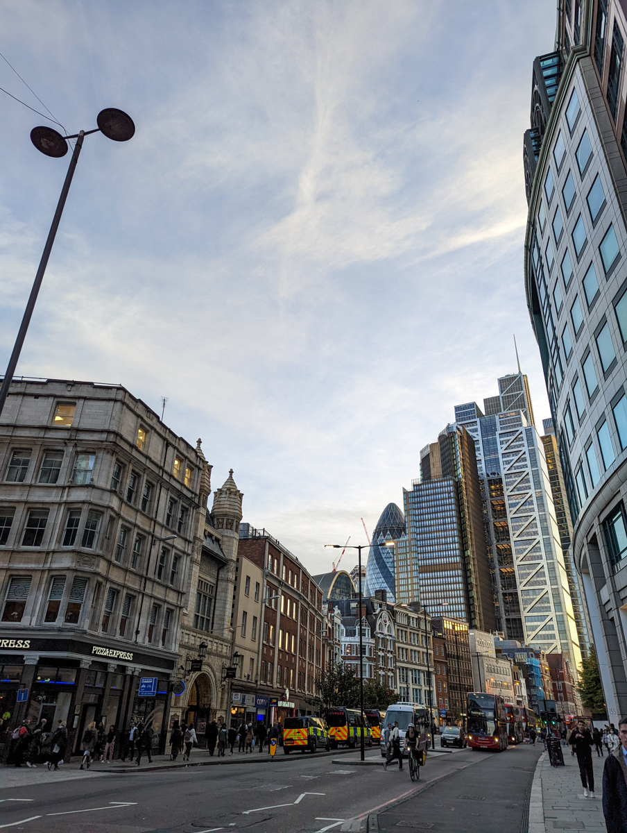 View of City of London with the gherkin in the background