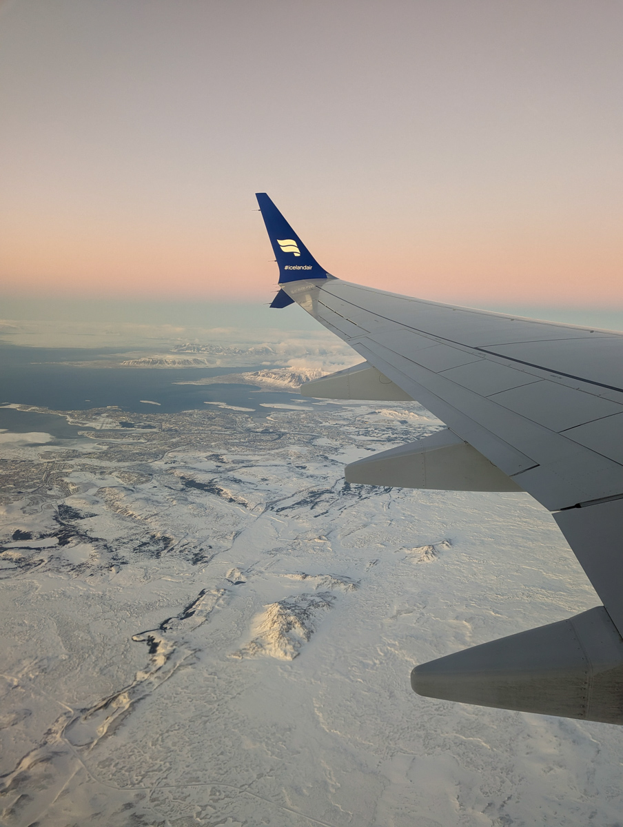 View of landing into Iceland from the airplane