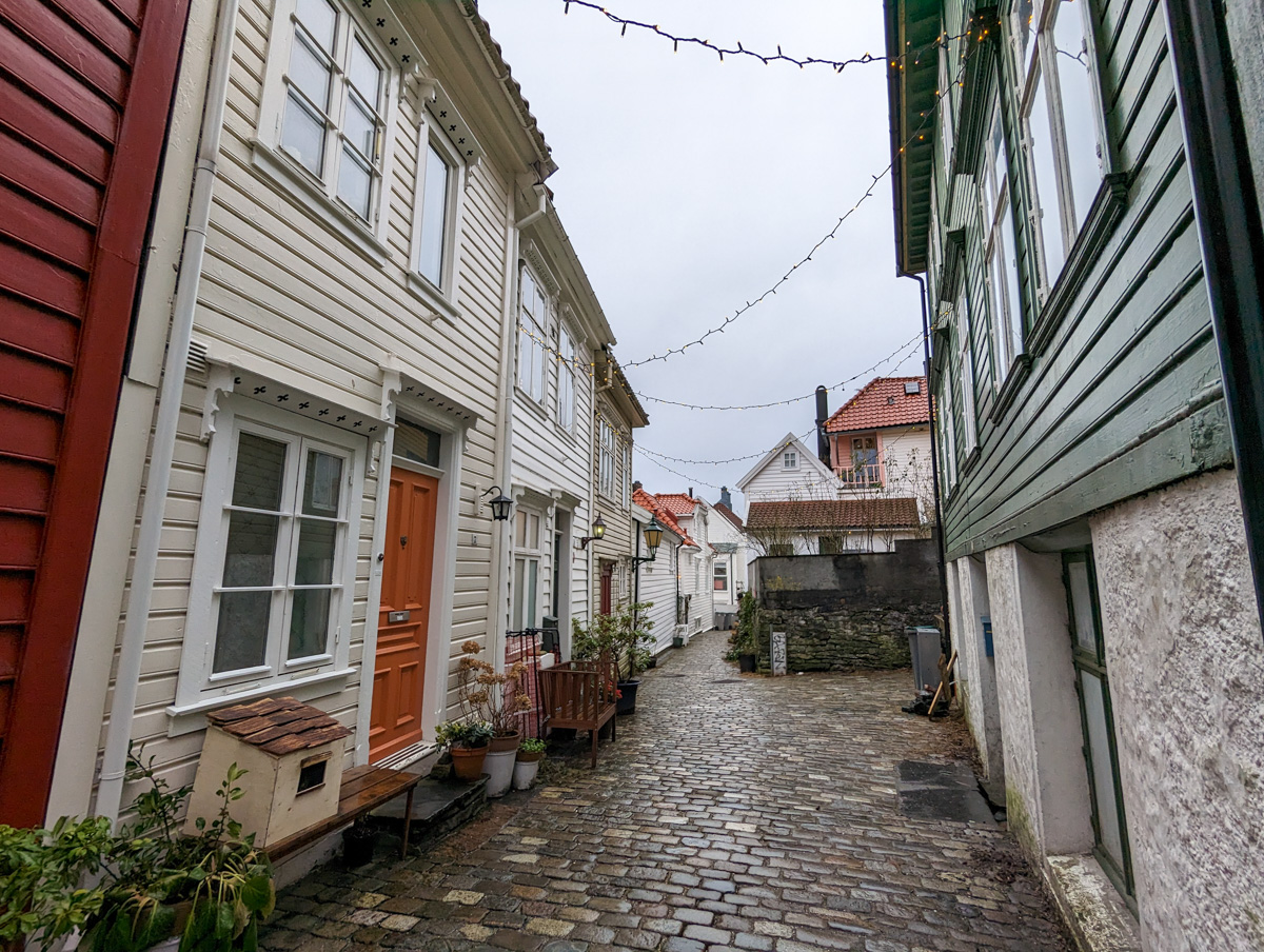 View of Bergen city centre with historic buildings on the side