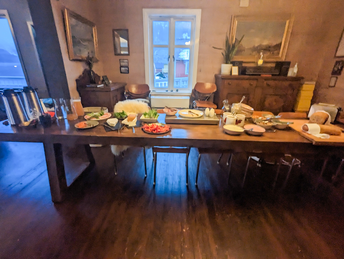 Breakfast buffet at Fjaerland Fjordstove