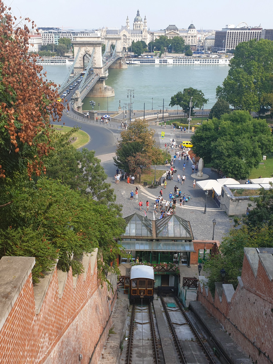 View of the trains and over the River Danube in Budapest