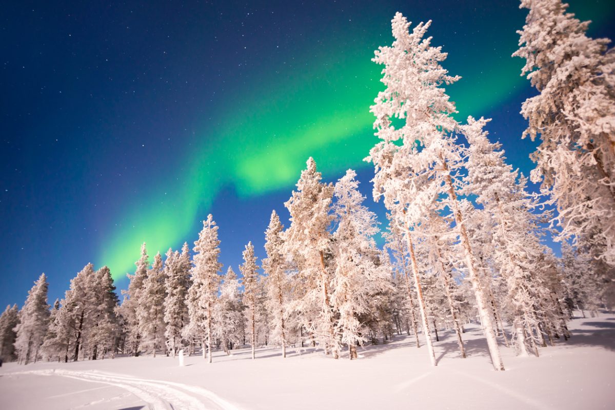 Northern lights, Aurora Borealis in Lapland, Finland