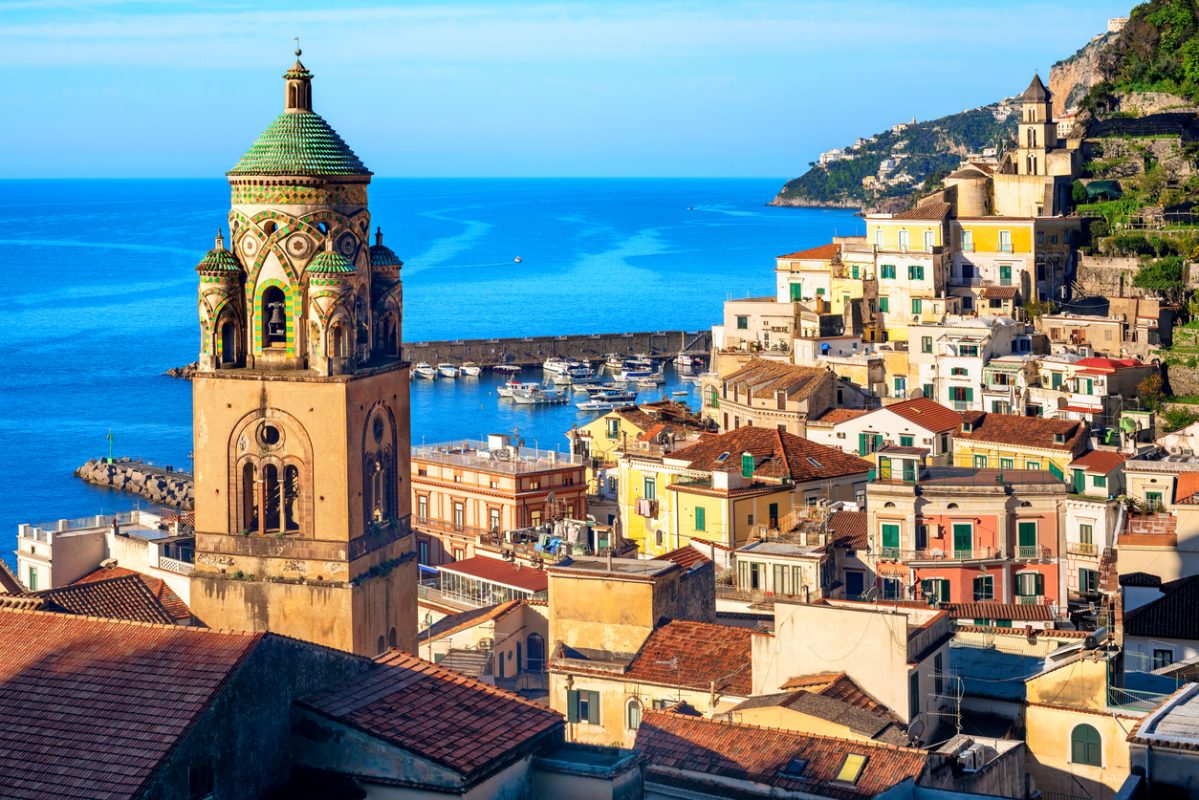Historical Amalfi Old town on mediterranean Amalfi coast, Sorrento peninsula, Naples, Italy