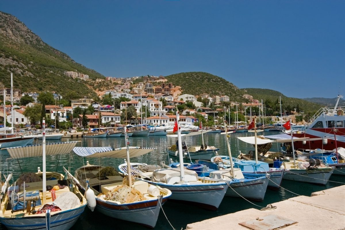 The harbour at Kas or Kash on the Mediterranean coast of Turkey