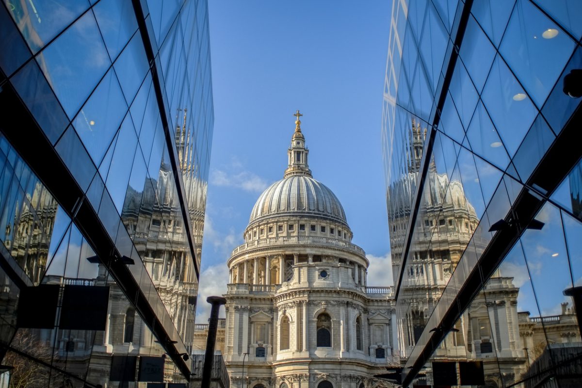 St Pauls Cathedral in London Photographed from One Exchange