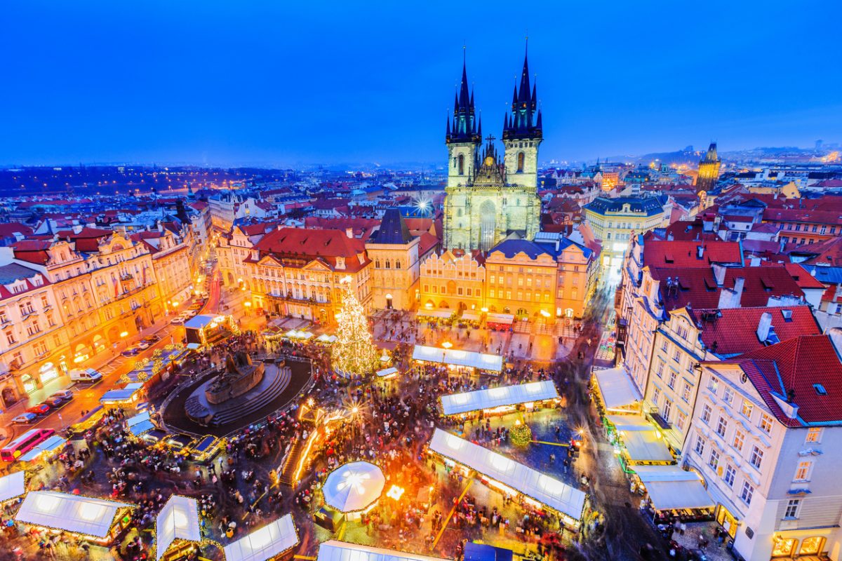Prague, Czech Repubilc. Christmas market at Old Town Square.