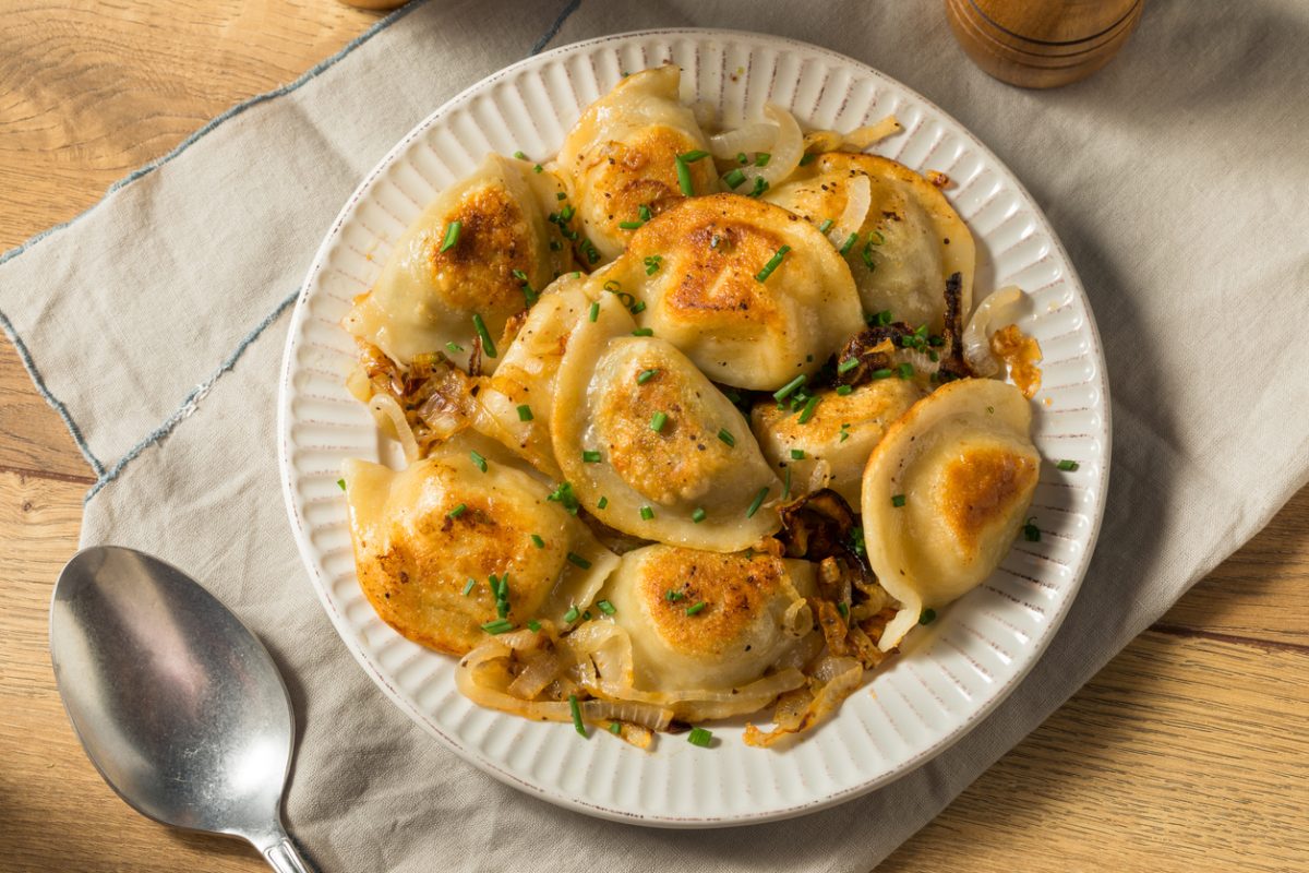 Homemade Polish Potato Pierogies with Onion and Chives