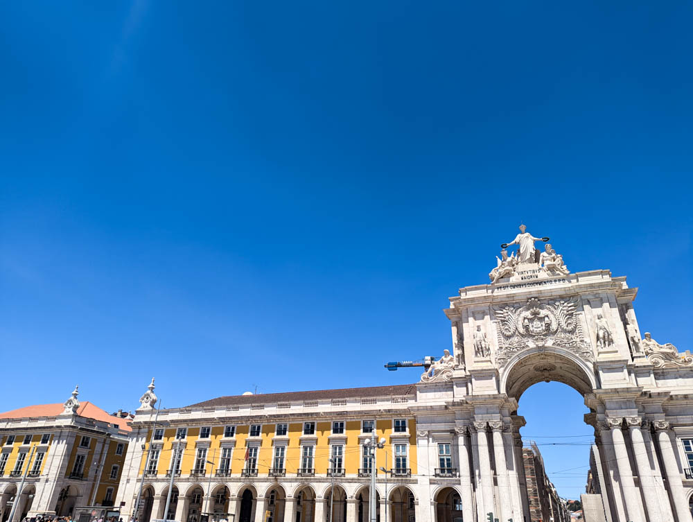 Sunshine over architecture in Lisbon in March