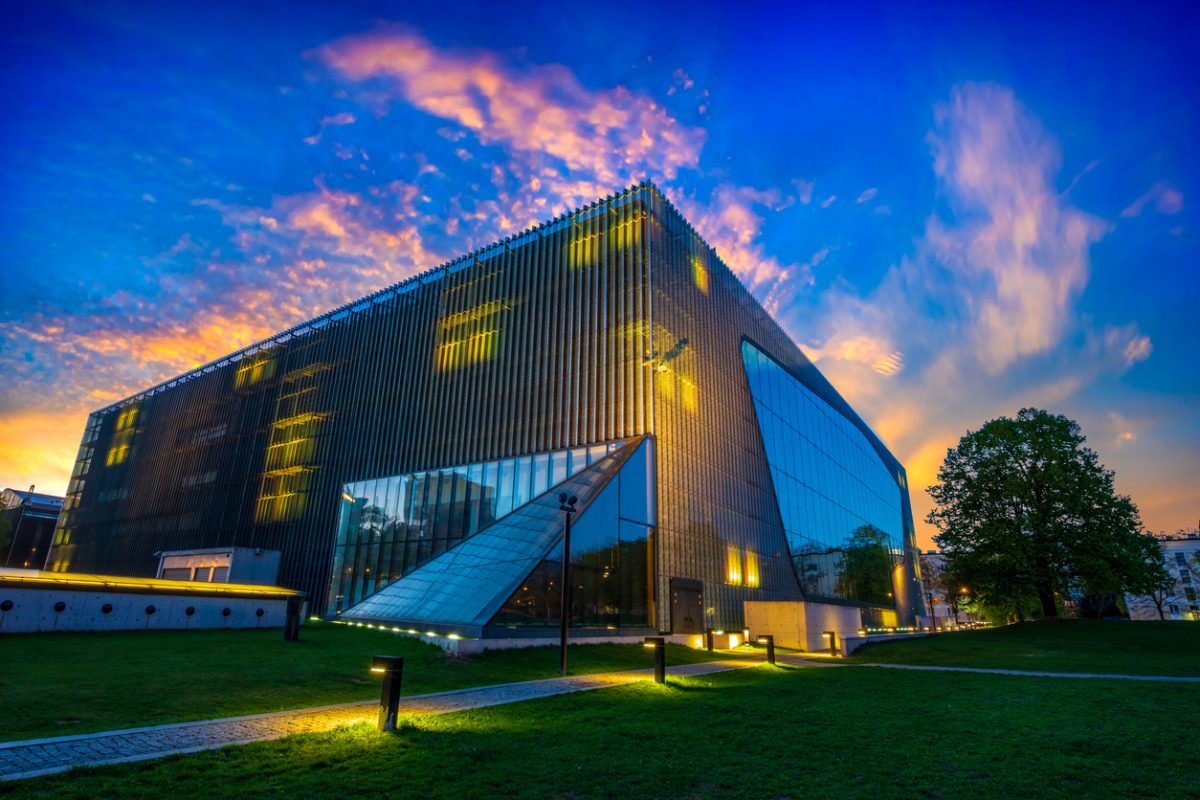 Poland, Warsaw-April 2018: Museum of Polish Jews in Polin, illumination included