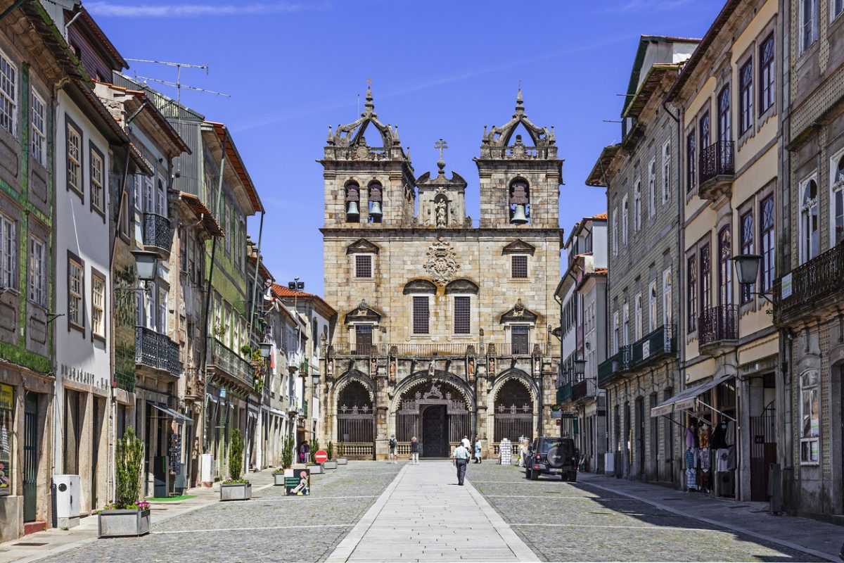 Braga, Portugal - July 27, 2015: Braga Cathedral, the oldest of all cathedrals in Portugal and a main Catholic worship place