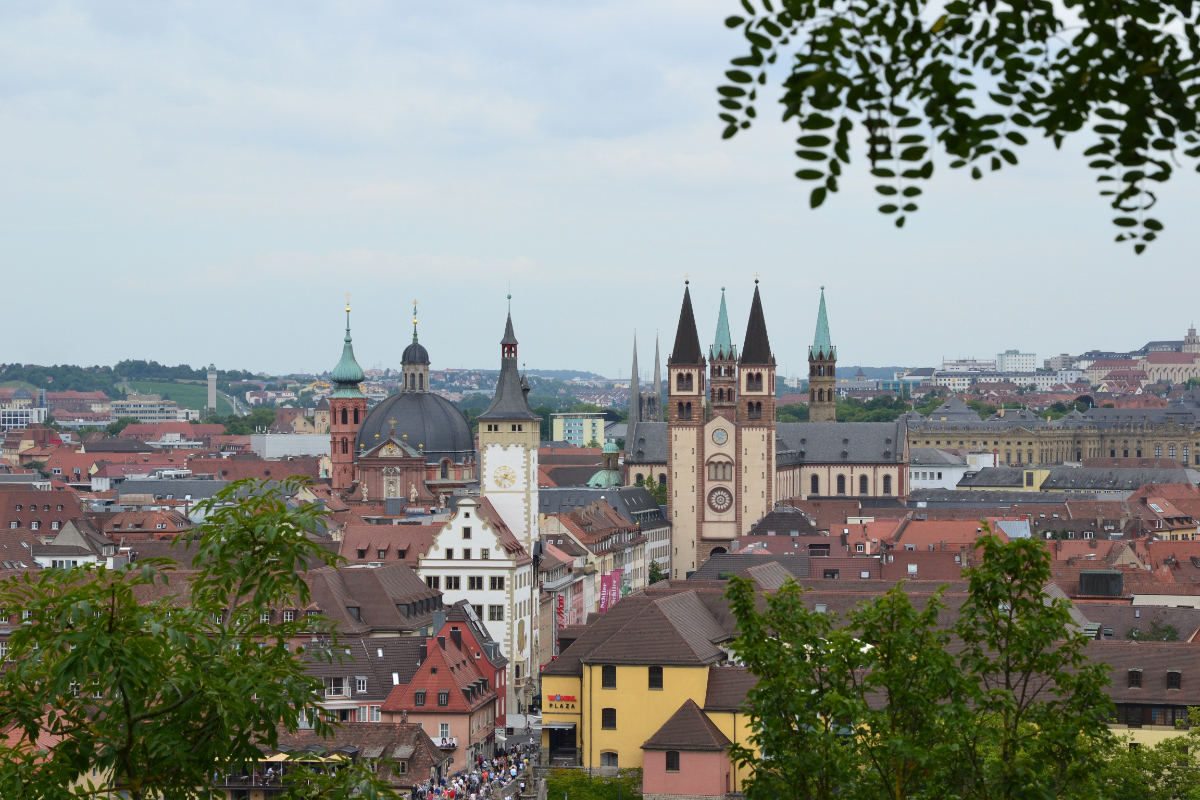 Würzburg, a city in Germany, with historic buildings in the foreground 
