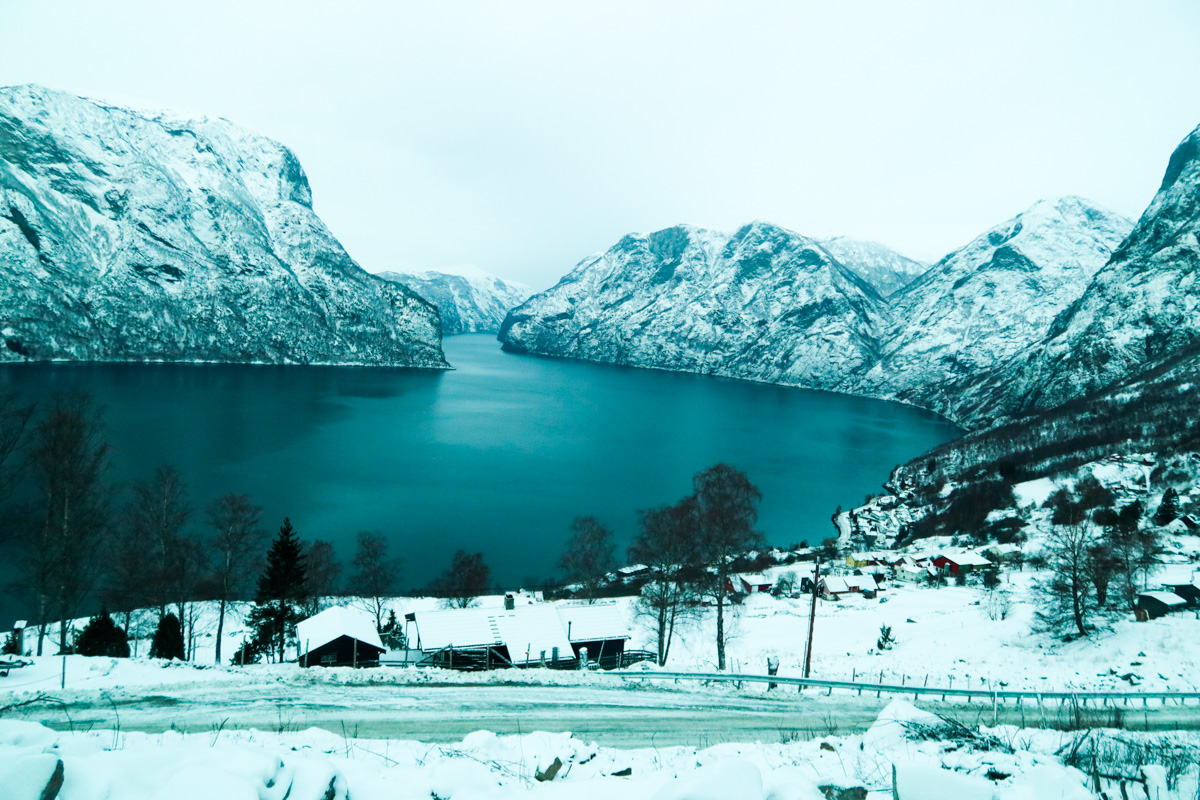 Beautiful fjord views that you can take in while snowshoeing. 