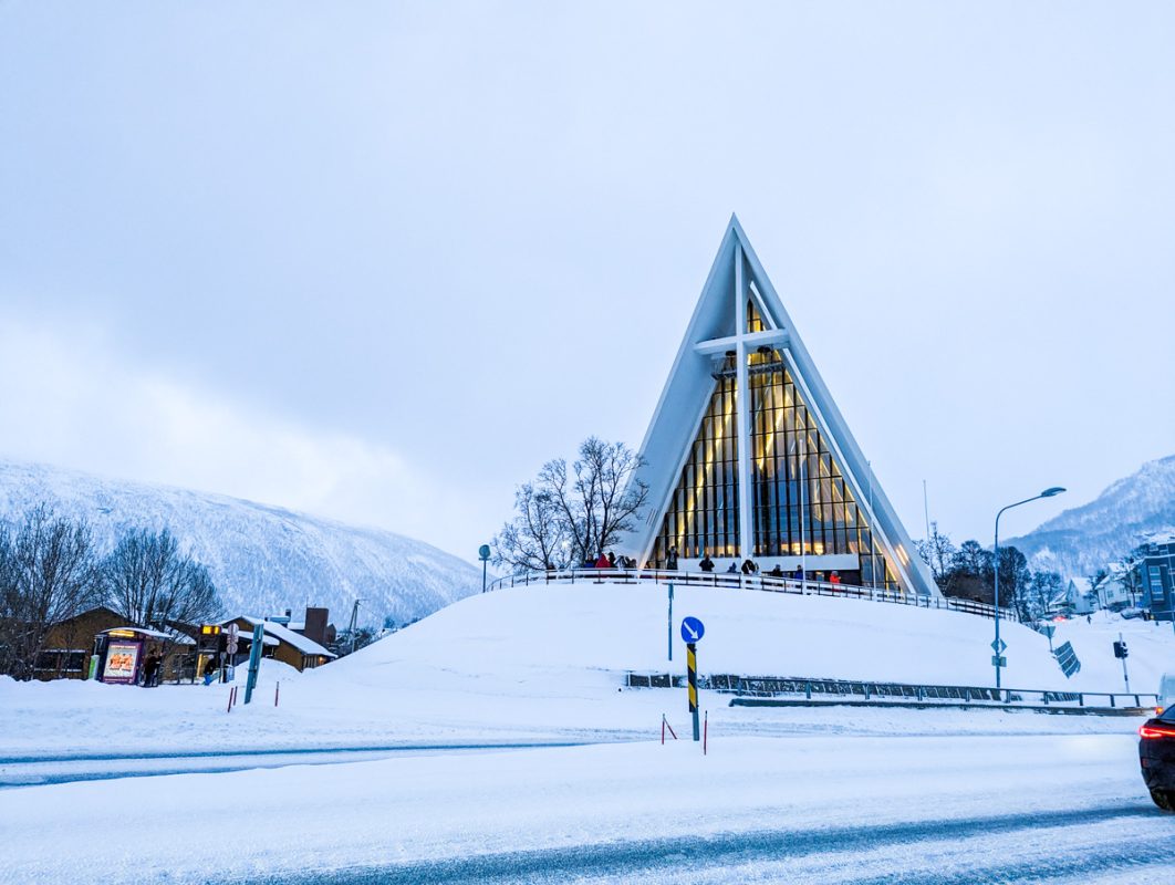 Arctic Cathedral with snow around it
