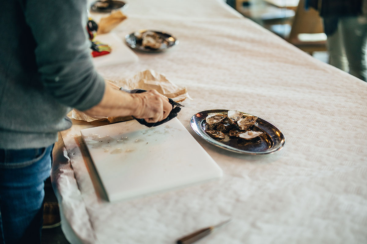 Oysters on a table at the seafood festival