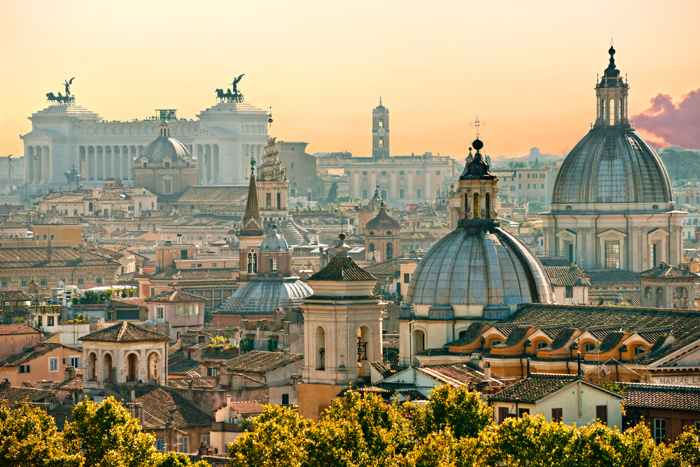 View of  Rome from Castel Sant'Angelo, Italy.