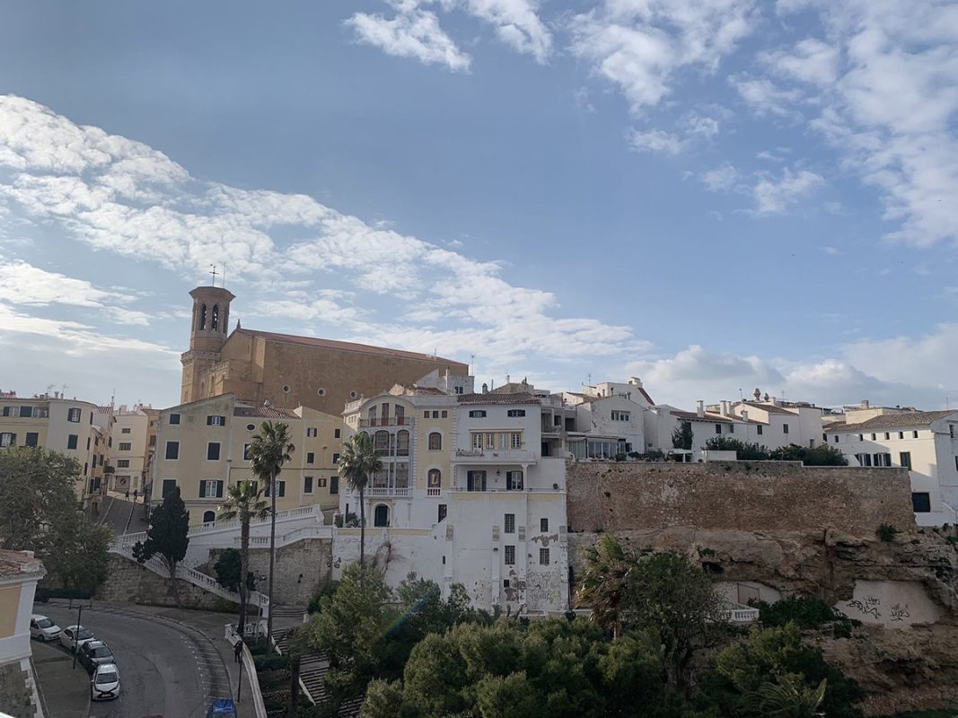 Beautiful town of Mahon, Menorca, with light cloud in the sky