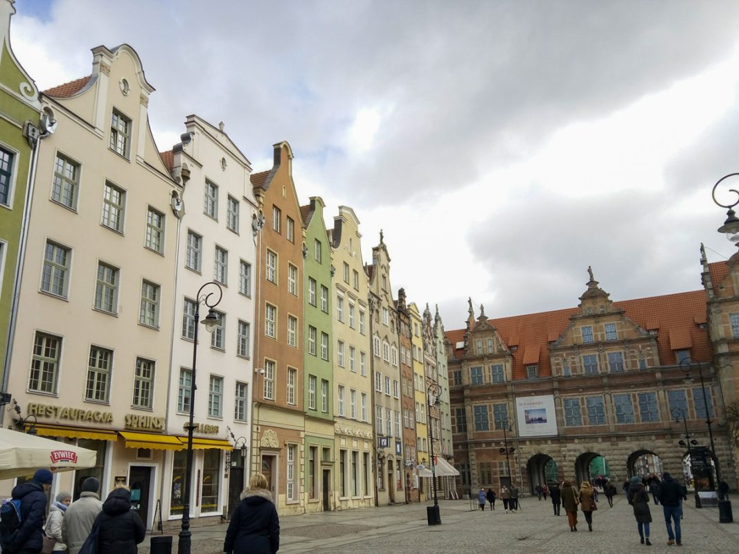 Terrace historic houses in Gdansk.