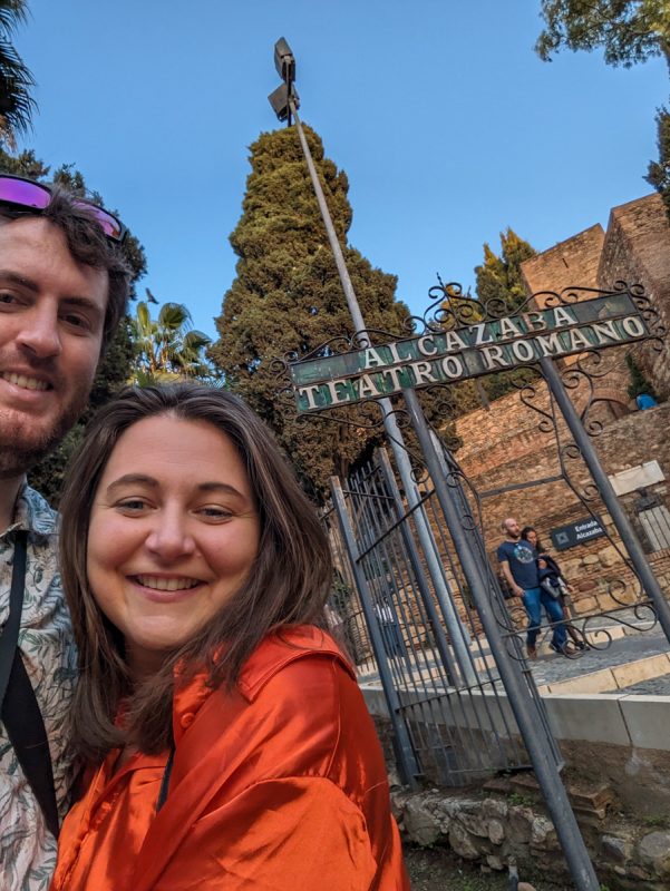 Claire and Richard infront of Malaga Alcazaba